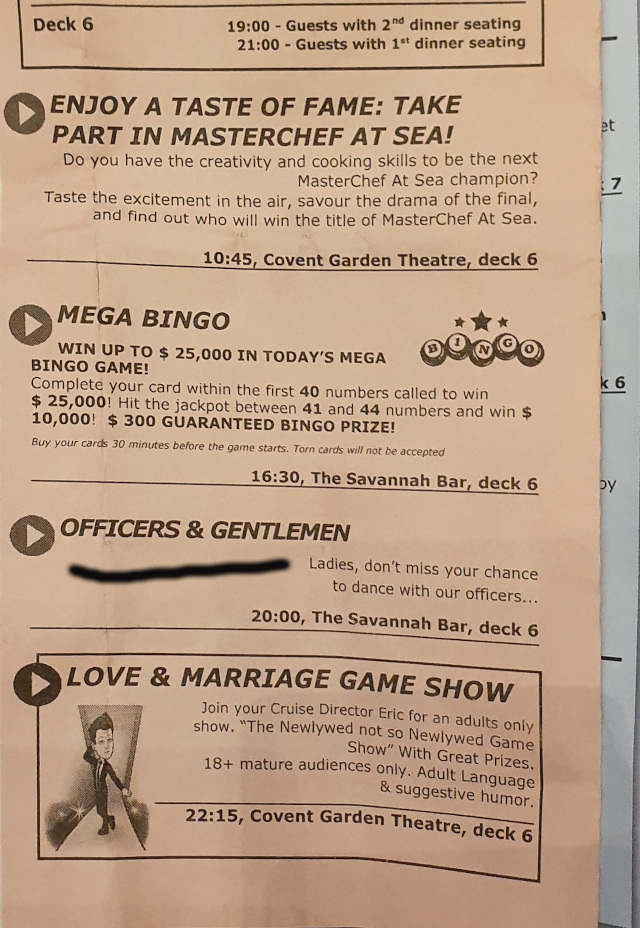 Cruise program - officers & gentlemen get together